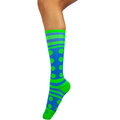 Zayaan Health Dots Stripe Compression Socks, Blue/Green, PR BLZH-CSDS-4BG